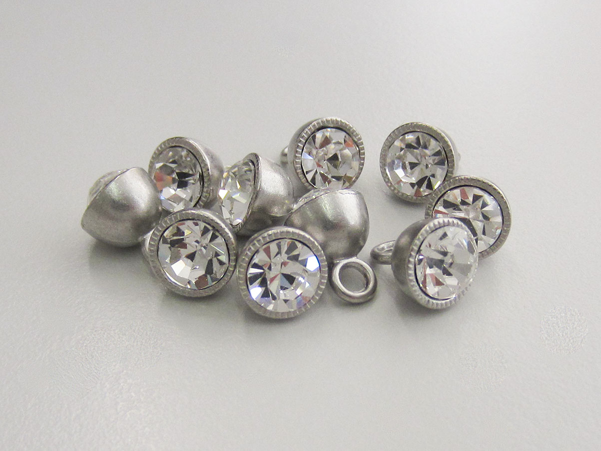 Edler Ösen Knopf mit echtem Glas Glitzer Stein