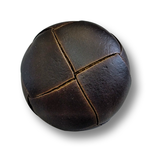 www.knopfparadies.de - 6187db - Dunkelbraune Lederknöpfe mit klassischem Flechtmuster
