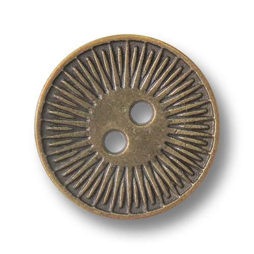 Tolle altmessingfarbene Zweiloch Metallknöpfe mit Sonnenmotiv