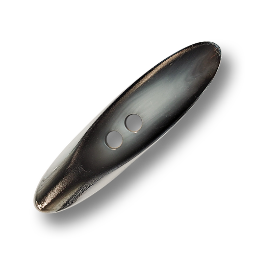 www.knopfparadies.de - 0248gs - Grau und glänzend silberfarbene Knebelknöpfe aus Kunststoff - B-WARE