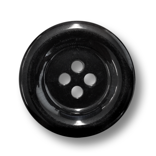 www.knopfparadies.de - 6127sc - Schwarze Mantelknöpfe mit vier Löchern