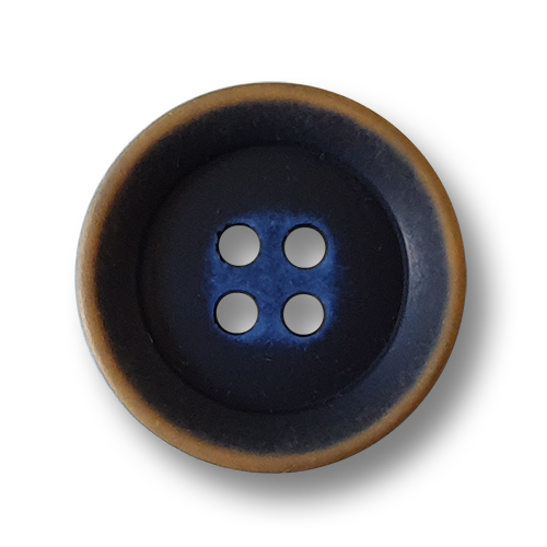 www.knopfparadies.de - 6203bl - Blau beige Knöpfe in klassischer Form, größere Mengen verfügbar