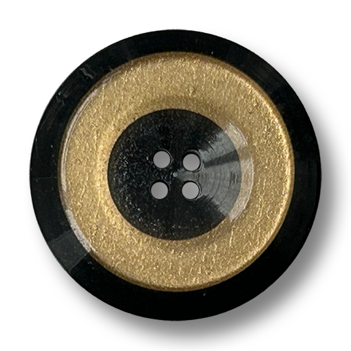 www.knopfparadies.de - d549 - schwarz-goldfarbene Kunststoffknöpfe