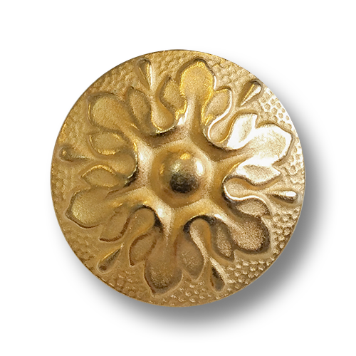 www.knopfparadies.de - 6264go - Matt goldfarbene Metallknöpfe mit stilisierter Blüte