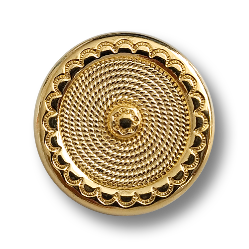 www.knopfparadies.de - 3902gg - Glänzend goldfarbene Metallknöpfe mit filigranem Muster