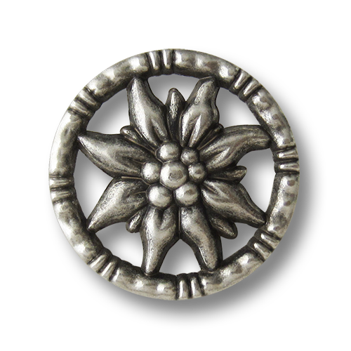 www.knopfparadies.de - 1370as - Edelweiß Durchbruchmuster Trachtenknöpfe