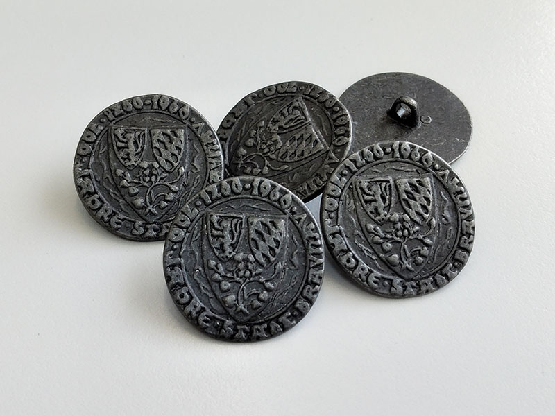 www.knopfparadies.de - 4248ei - Eisenfarbene Metallknöäpfe nach historischem Vorbild