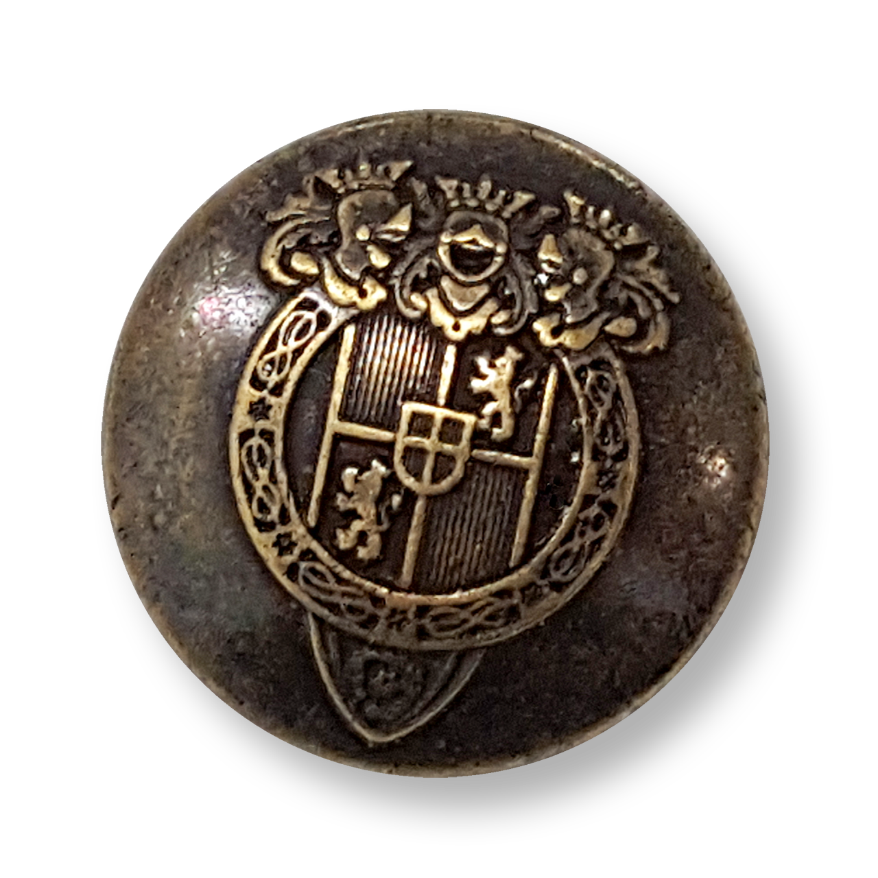 Wappenknopf, altmessing, Metall, Jugendstil