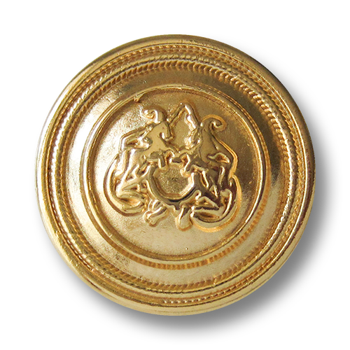 www.Knopfparadies.de - 2453gg - Gold glänzende Ösen Metallknöpfe mit Pferde Motiv