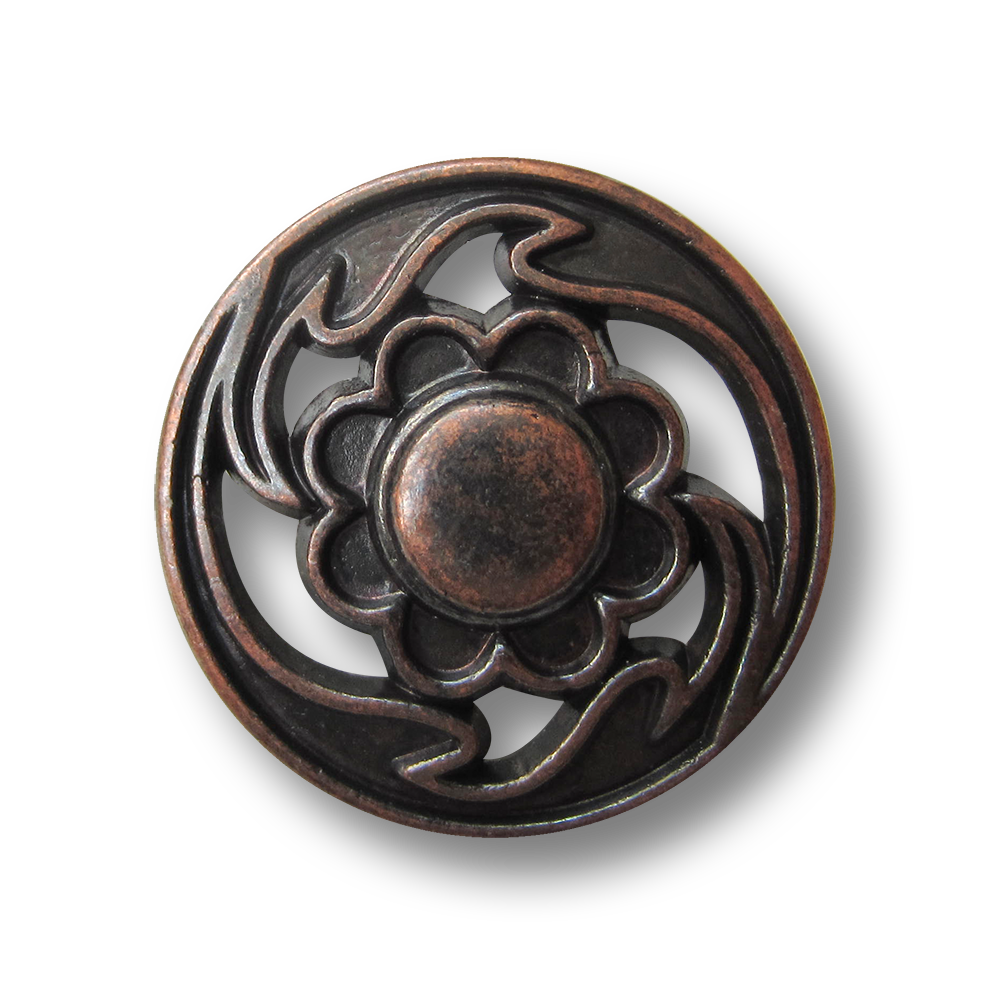 Nostalgischer Blumen Metall Knopf mit Durchbruch