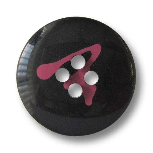 www.Knopfparadies.de - 1557ps - Freche schwarz pinke Knöpfe mit orginellem Muster