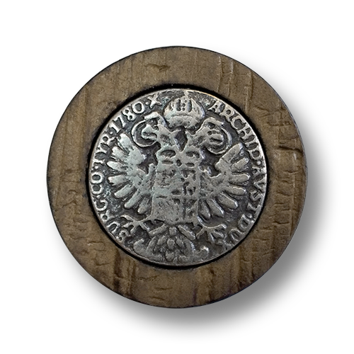 www.knopfparadies.de - 4588br - Authentische Trachtenknöpfe mit Österreichischer Münze