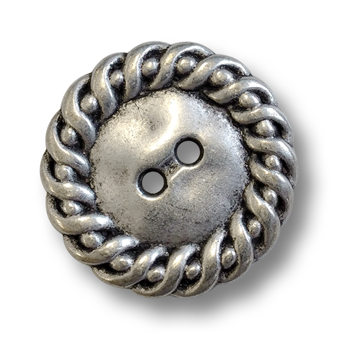 www.knopfparadies.de - 6096as - Altsilberfarbene Metallknöpfe mit zwei Löchern
