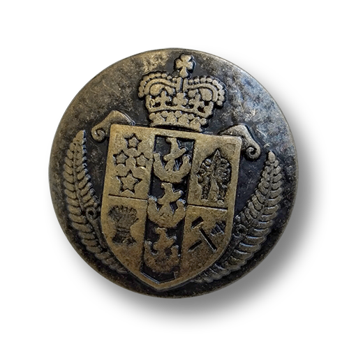 www.knopfparadies.de - 4512am - Altmessingfarbene Metallknöpfe mit Wapennmotiv