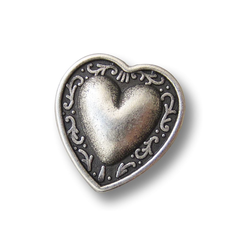 www.knopfparadies - 0273as - Niedliche Herz Knöpfe aus Metall