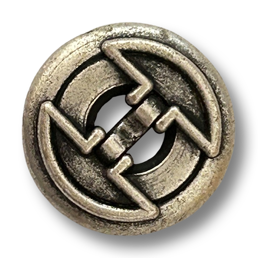 Altsilberfarbener Metallknopf mit offenem Design und Distanzring