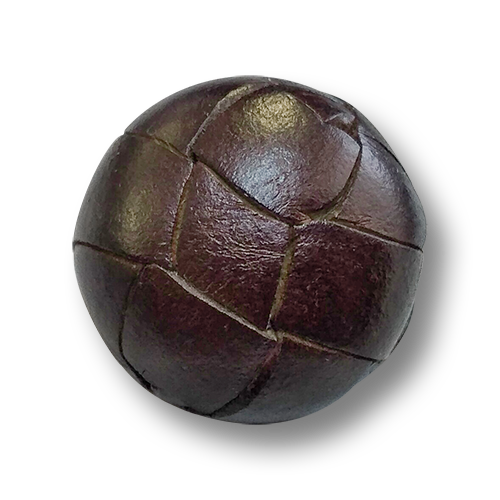 www.knopfparadies.de - 6062db - Dunkelbraune Lederknöpfe mit Flechtmuster