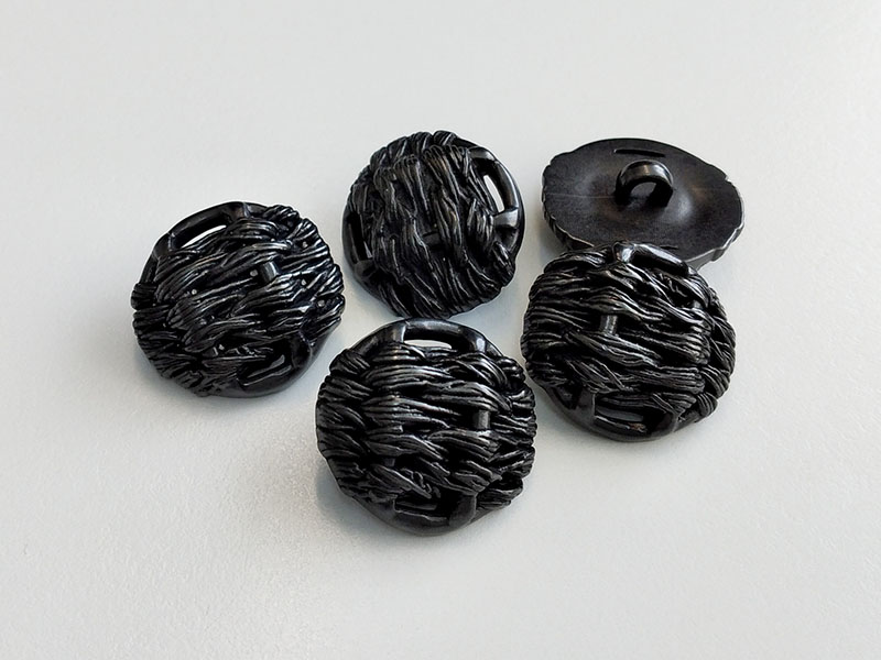 www.knopfparadies.de - 6808sc - Schwarze Kunststoffknöpfe