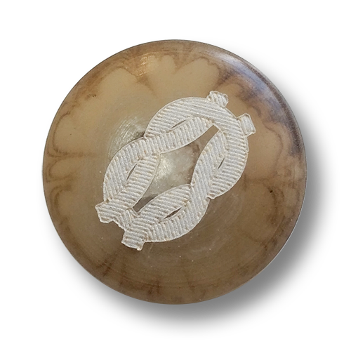 www.knopfparadies.de - 2211mb - Mittelbraune Kunststoffknöpfe mit Kordelmotiv