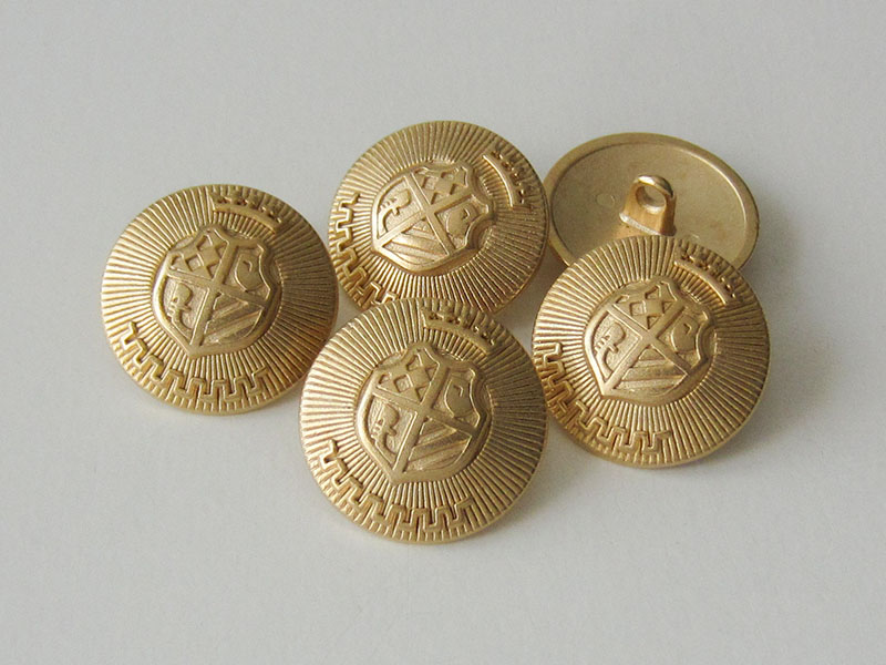 www.Knopfparadies.de - 2044go - Noble goldene Metallknöpfe mit Wappenmotiv