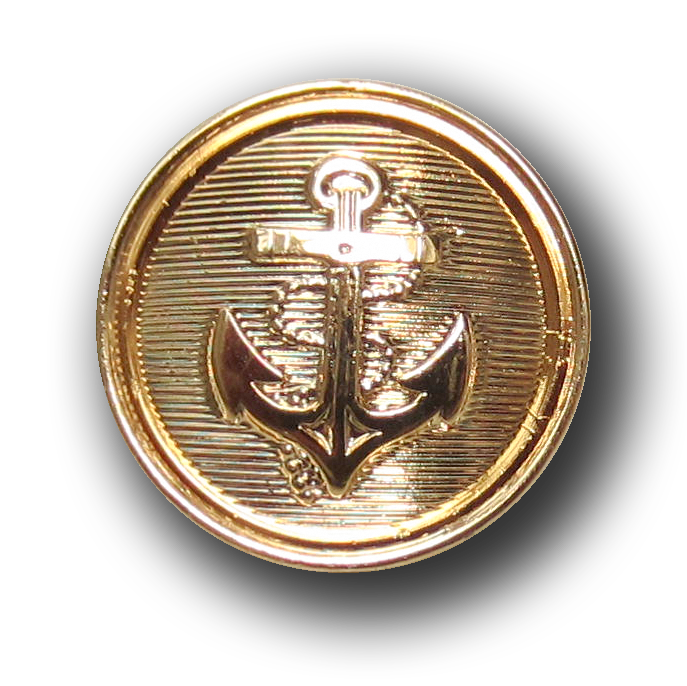 www.knopfparadies.de - z058g - Kunststoffknöpfe gold glänzend mit Motiv: Anker
