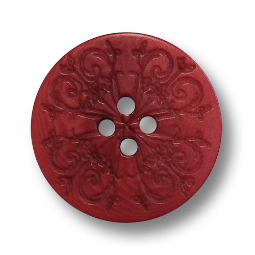 www.knopfparadies.de - 6584ro - Weinrote Steinnussknöpfe mit filigranem, floralem Muster