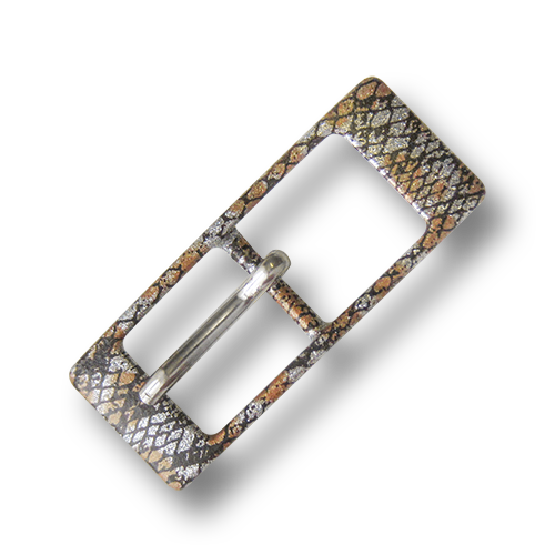 www.Knopfparadies.de - 3589sc - Aufregende glitzernde Metallgürtelschnalle mit Schlangenhautmuster