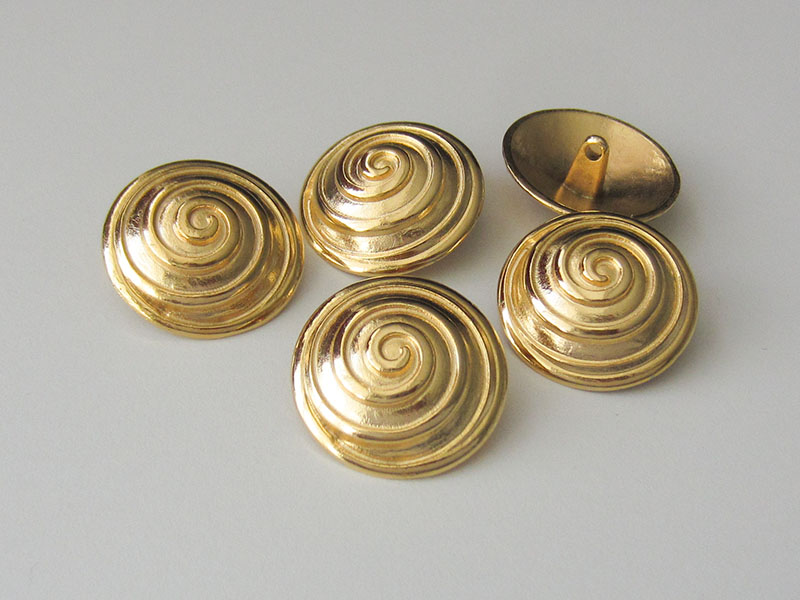 www.Knopfparadies.de - 2270gg - Goldene Metallknöpfe mit Spirale