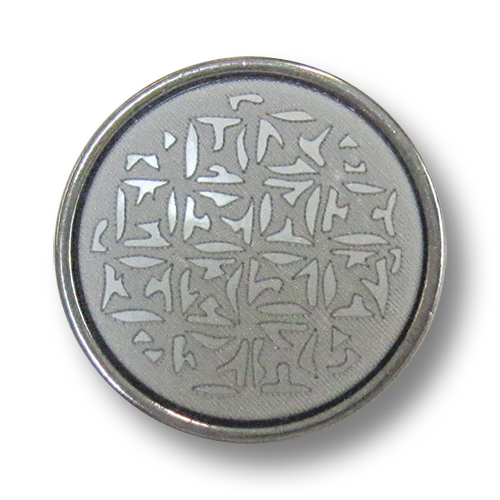 www.Knopfparadies.de - 0512hg - Edle gemusterte Metallknöpfe in Silber & Hellgrau