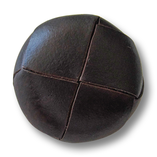 www.Knopfparadies.de - 5738rb - Edle dunkelbraune Lederknöpfe mit Metall-Öse
