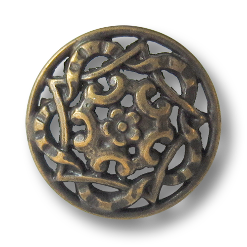 www.knopfparadies.de - 3180am- Altmessingfarbene Metallknöpfe mit Durchbruchmuster