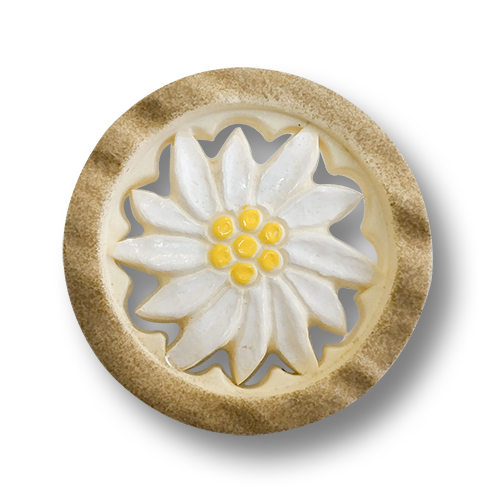 www.knopfparadies.de - 6010hb - Wunderschöne Trachtenknöpfe mit Durchbruchmotiv: Edelweiß