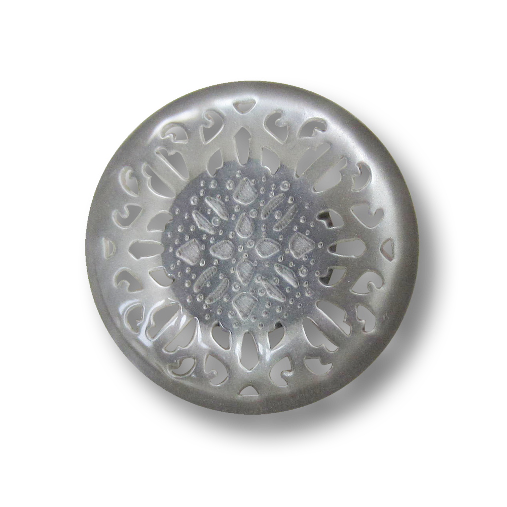 Edler Ornament Knopf in Perlmutt Optik mit Durchbruch