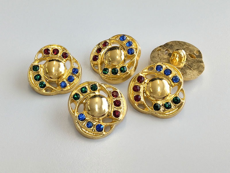 www.knopfparadies.de - 6085go - Goldfarbene Schmuckknöpfe mit Glitzersteinen