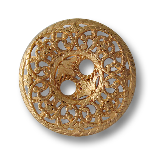 www.knopfparadies.de - 5746go - rötlich Goldfarbene Metallknöpfe mit majestätischem Durchbruchmuster