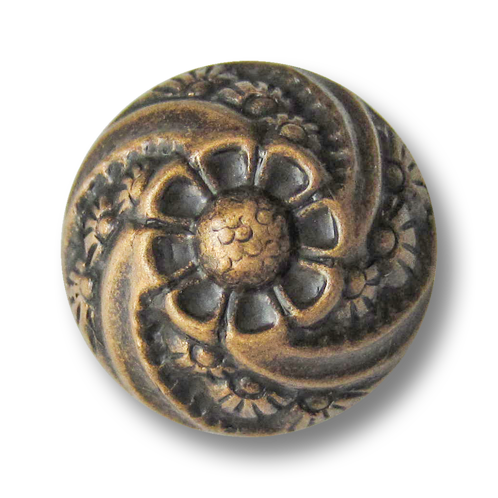 www.Knopfparadies.de - 0143am - Elegante Trachtenknöpfe mit Blumen Motiv in Altmessing