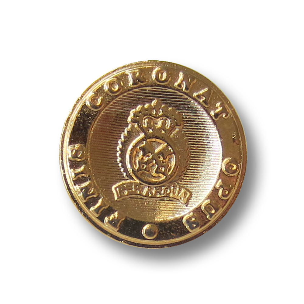Ösenknopf aus Metall in Gold mit Wappenmotiv