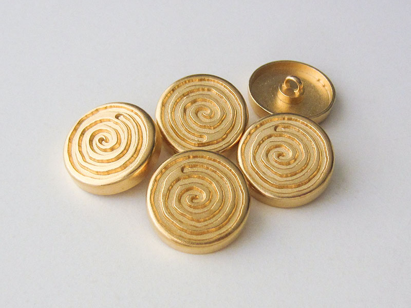 Goldfarbene Metall Ösen Knöpfe mit großer Spirale