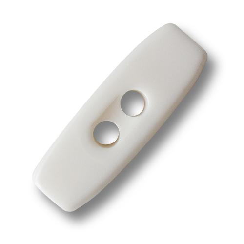 www.Knopfparadies.de - 5905we - Schlichte weiß glänzende Knebelknöpfe aus Kunststoff