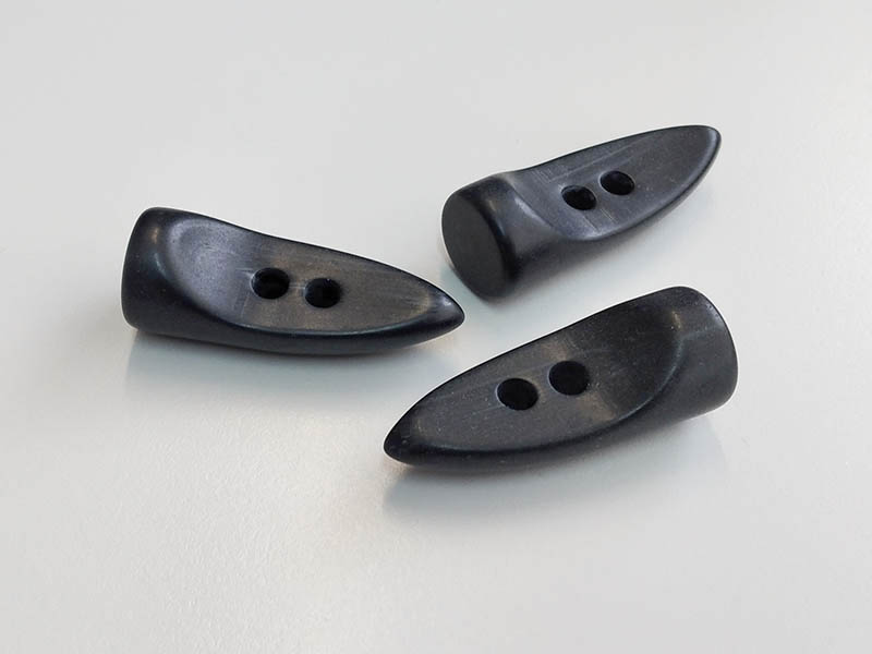 www.knopfparadies.de - 0200dg - Dunkelgraue Knebelknöpfe aus Kunststoff - B-WARE!