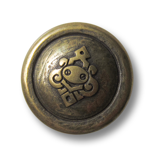 Metall Ösen Knopf in Altmessingfarben mit Ornament Motiv