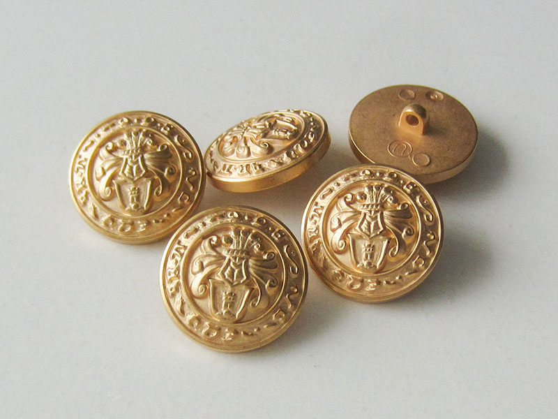 www.Knopfparadies.de - 5266go - Majestätische goldene Wappenknöpfe aus Kunststoff