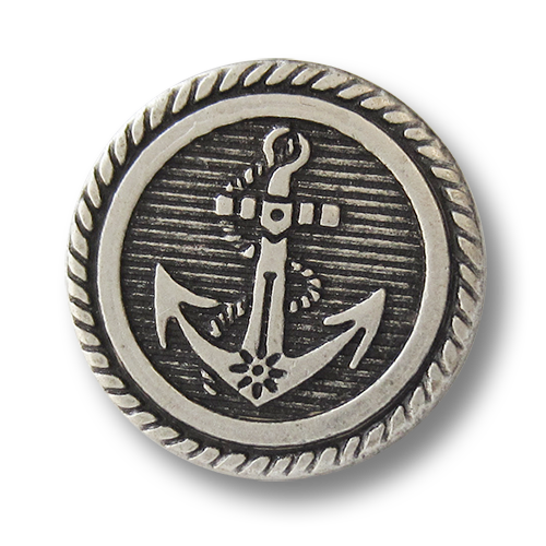 www.knopfparadies.de - 4314as - Metallknöpfe mit Anker in altsilbere