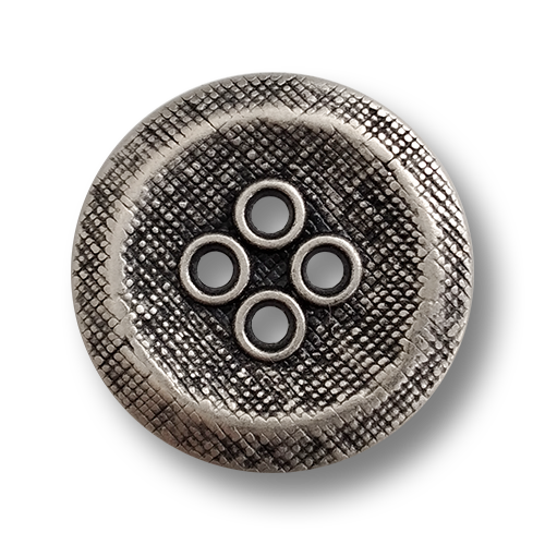 www.knopfparadies.de - 6455as - Altsilberfarbene Mantelknöpfe aus Metall mit vier Knopflöchern