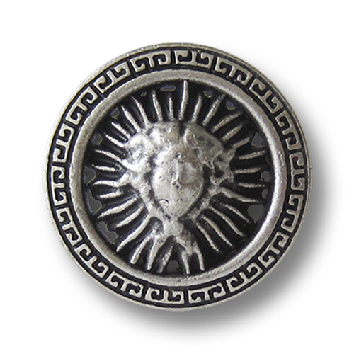 www.Knopfparadies.de - 3159as - Silberne Ösenknöpfe aus Metall mit klassischem Designer Motiv