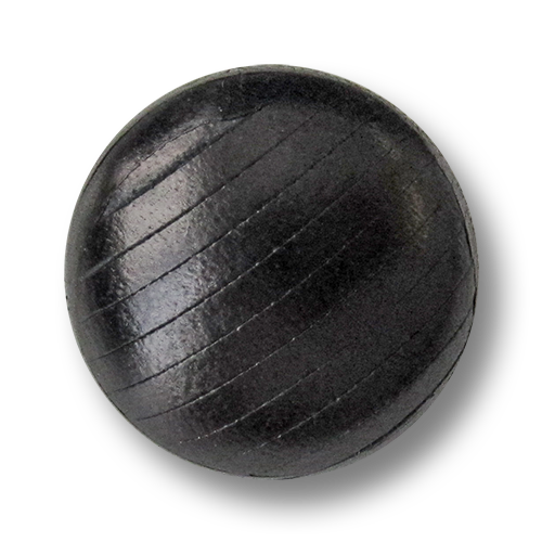 www.knopfparadies.de - 2626sc - Schwarze, gewölbte Lederknöpfe mit Zierschlitzen
