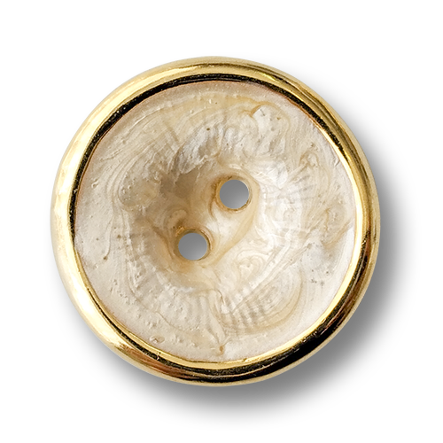 www.knopfparadies.de - 6036pg - Ausgefallene Kunststoffknöpfe mit zwei Löchern und goldenem Rand