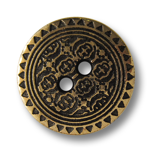 www.Knopfparadies.de - 1494go - Goldene Metallknöpfe mit Ornament Muster