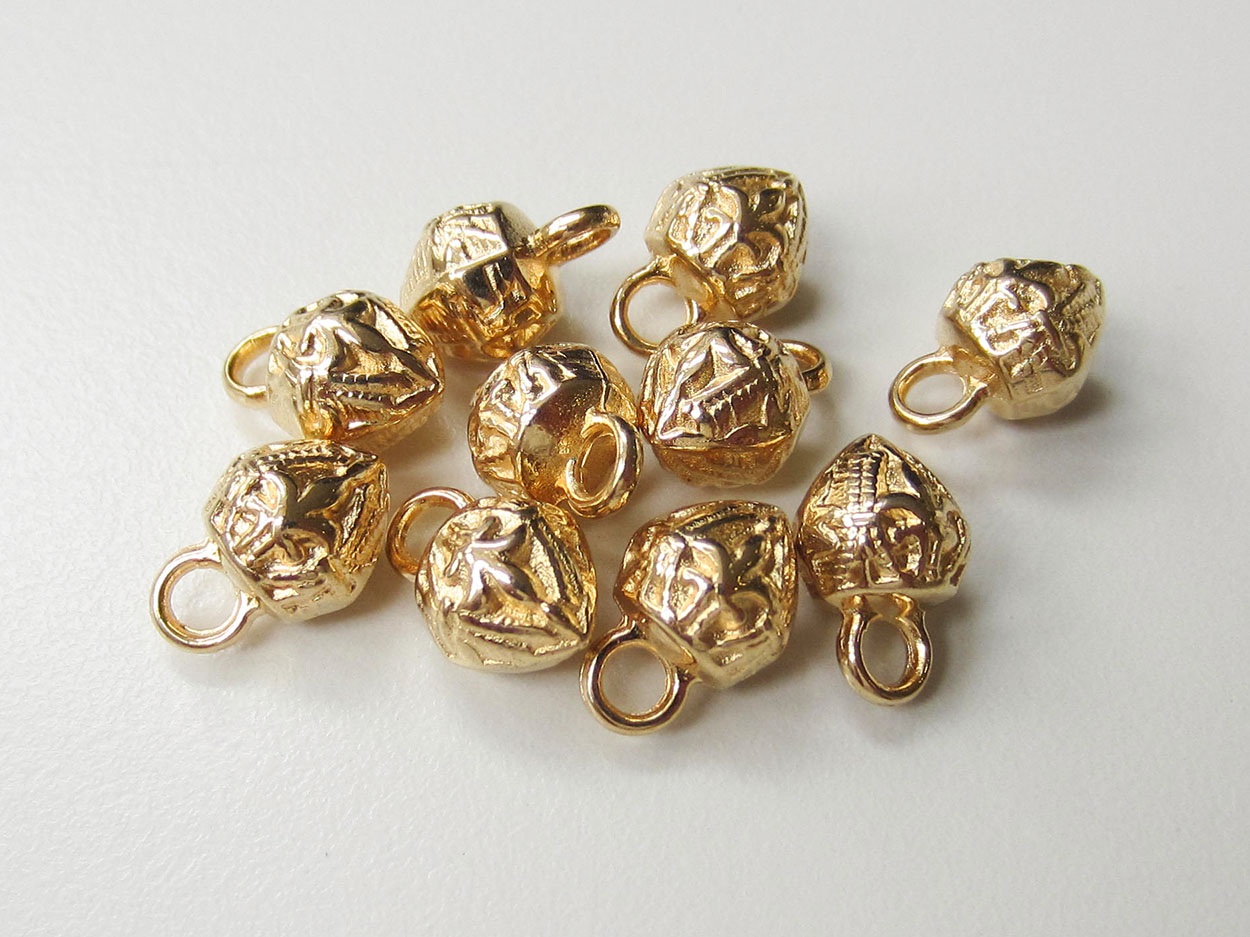 Kleiner Kugel Metall Knopf mit Lilien / Fleur de Lys