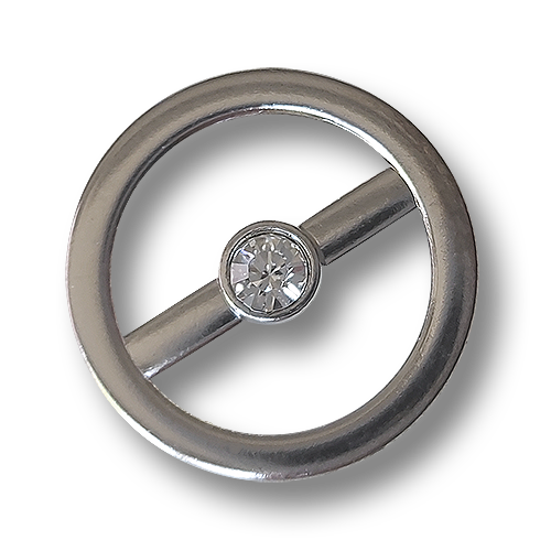 www.knopfparadies.de  – 0505si – silberfarbene Designerknöpfe aus Metall mit facettiertem Glitzerstein